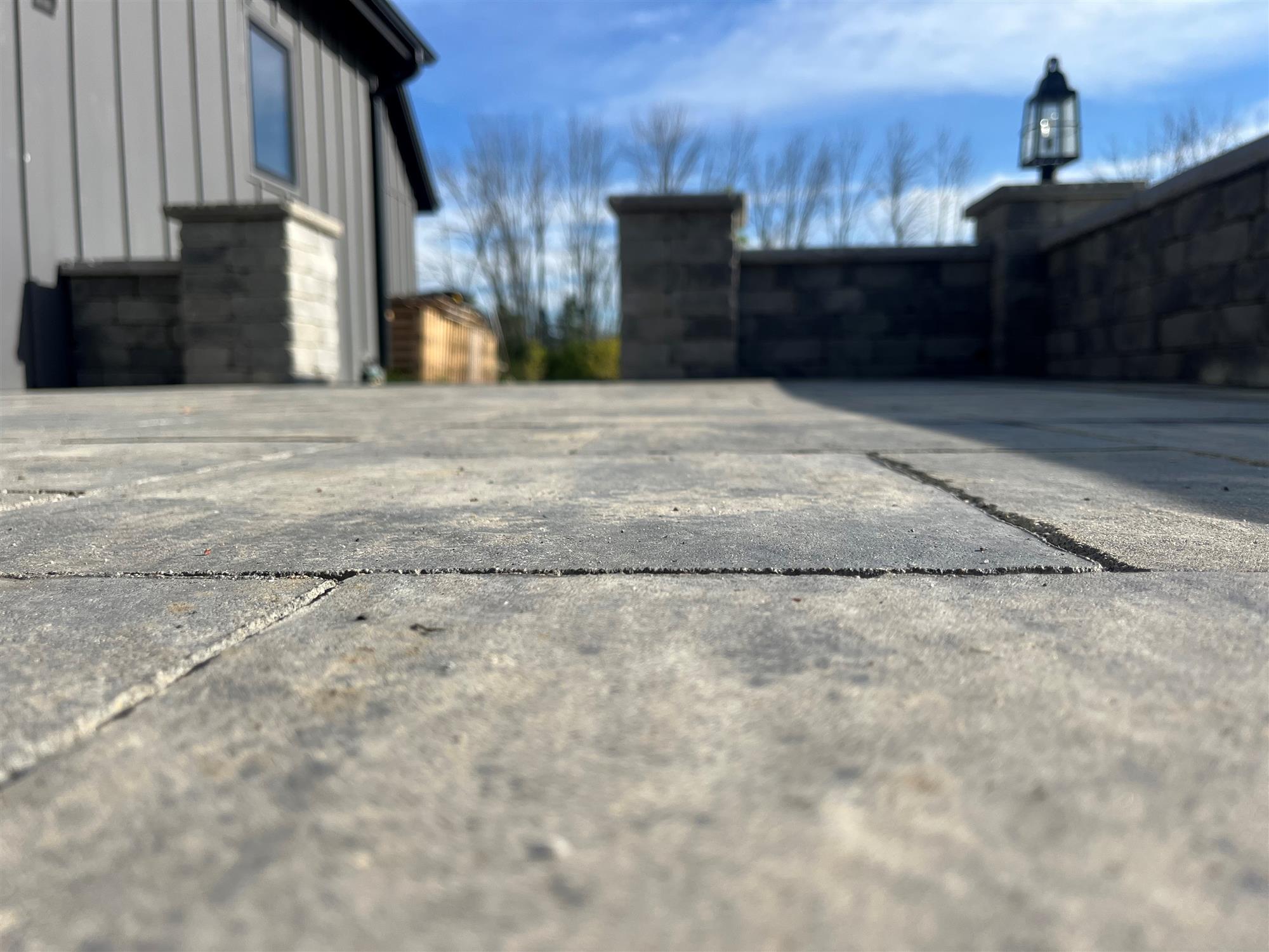 Close-up of Stone Patio with Retaining Walls